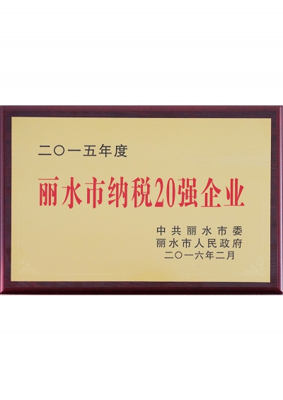 2015年麗水市納稅20強企業